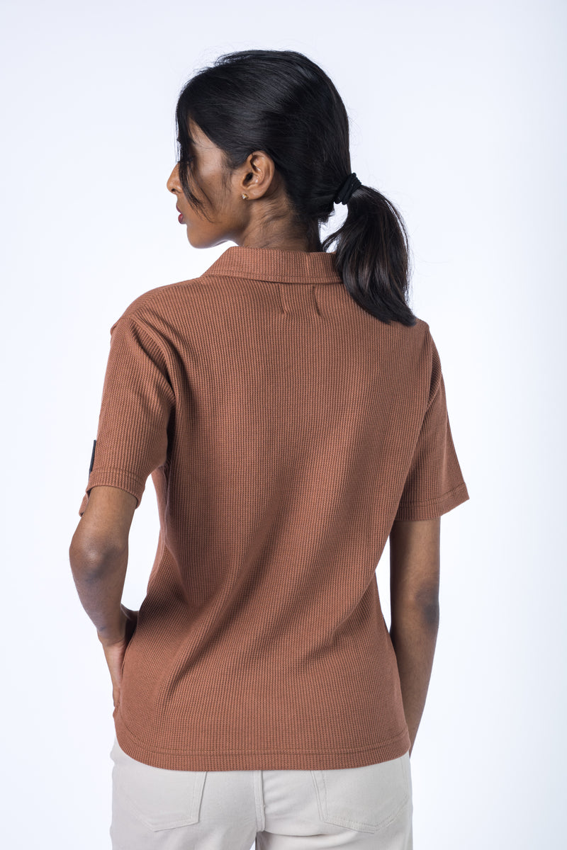 Women Waffle Knit T-Shirt